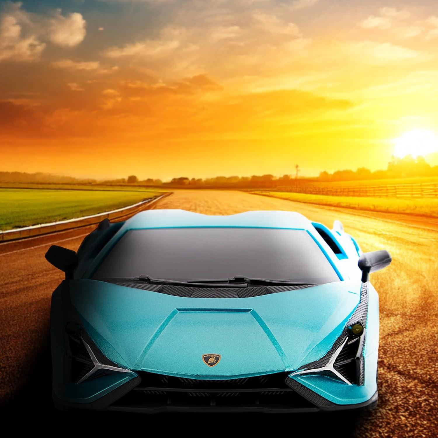 CMJ RC Cars: Lamborghini Sián FKP 37 - Blue - 1:24 Scale, 2.4GHz, LED Headlights