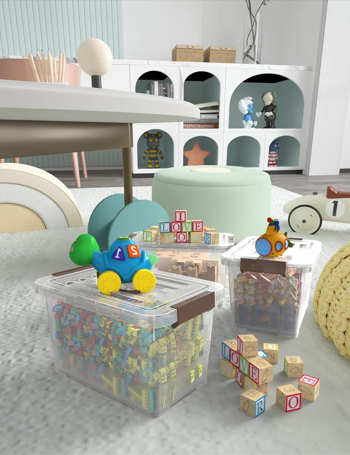 Clear Stackable Plastic Storage Boxes with Lids, 6-Pack, 5 Liters