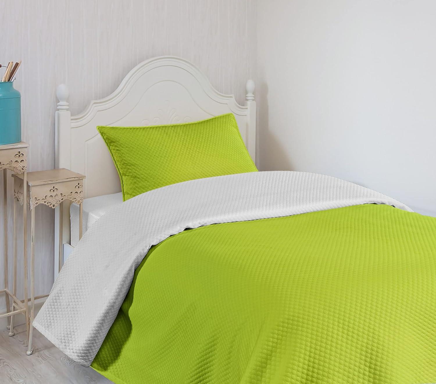 Ambesonne Lime Green Bedspread Set Blurry Pastel Colors Apple Green