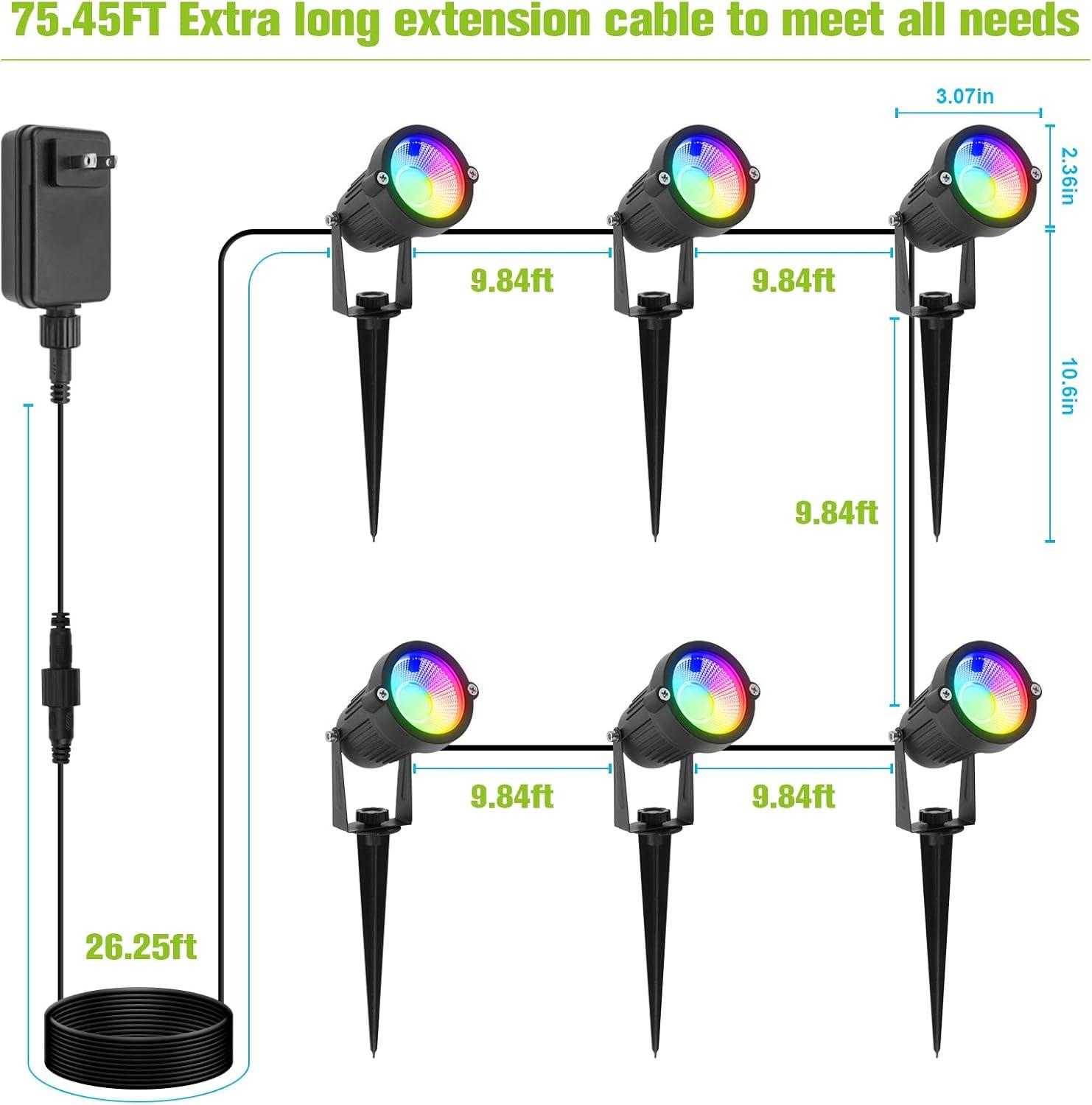 Black Metal RGB Color Changing Garden Spotlights with Remote