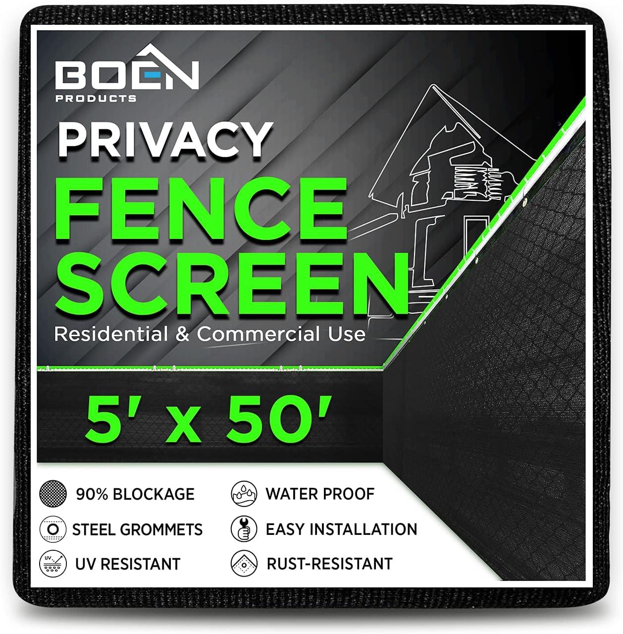 Black 5' x 50' Privacy Fence Screen with UV Resistance