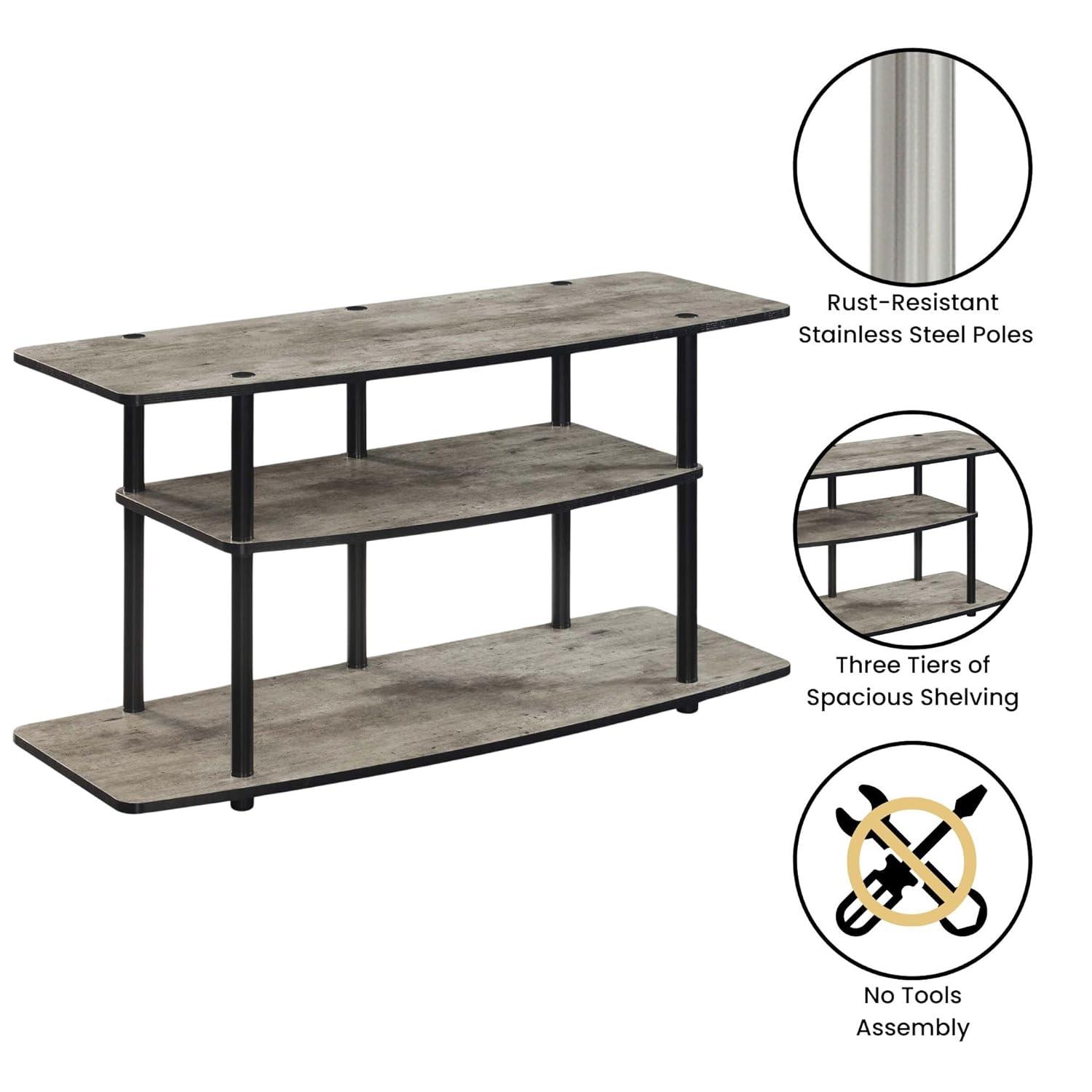 Convenience Concepts Designs2Go No Tools 3 Tier Wide TV Stand for TVs up to 46", Faux Birch/Black