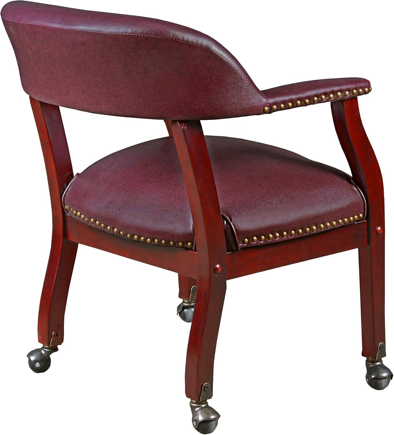 Regency Ivy League Captain Guest Chair with Casters in Burgundy