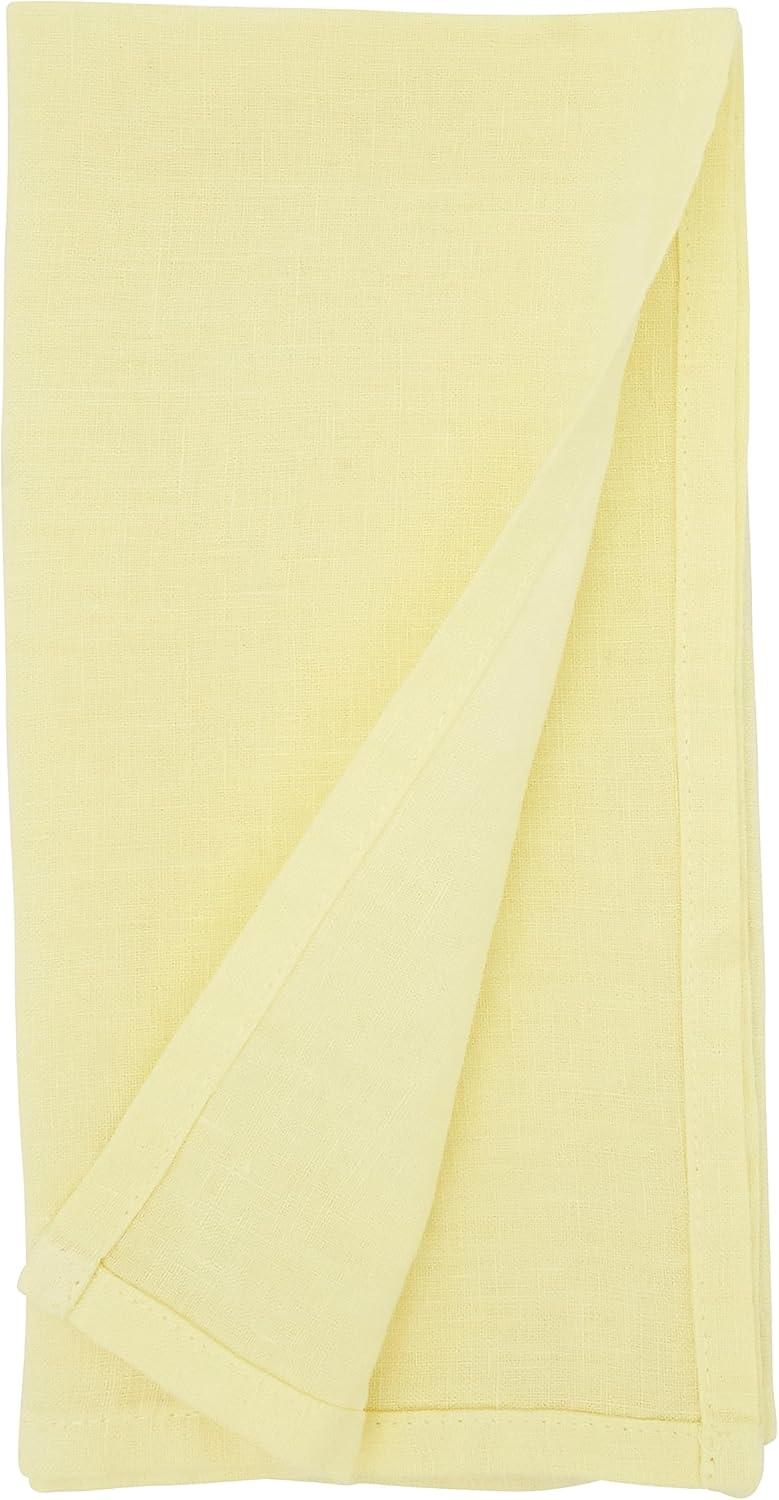 Saro Lifestyle Classic Pure 100% Linen Table Napkin (Set of 4), 20", Yellow
