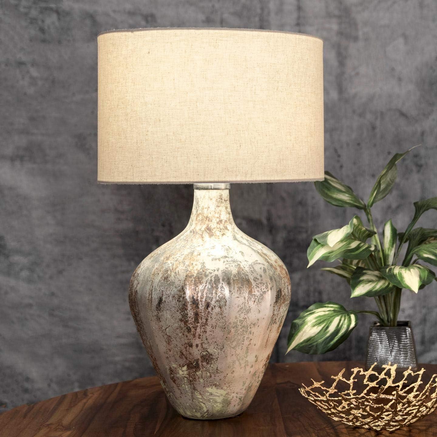 Phoenix 30" Gray Glass Table Lamp with Cotton Shade