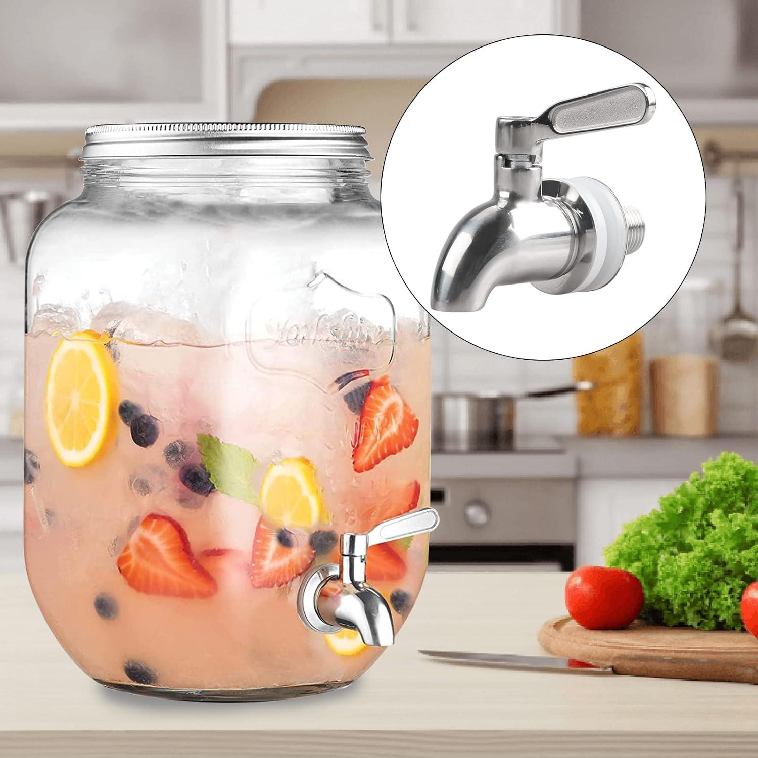 Polished Stainless Steel Beverage Dispenser Replacement Spigot Set