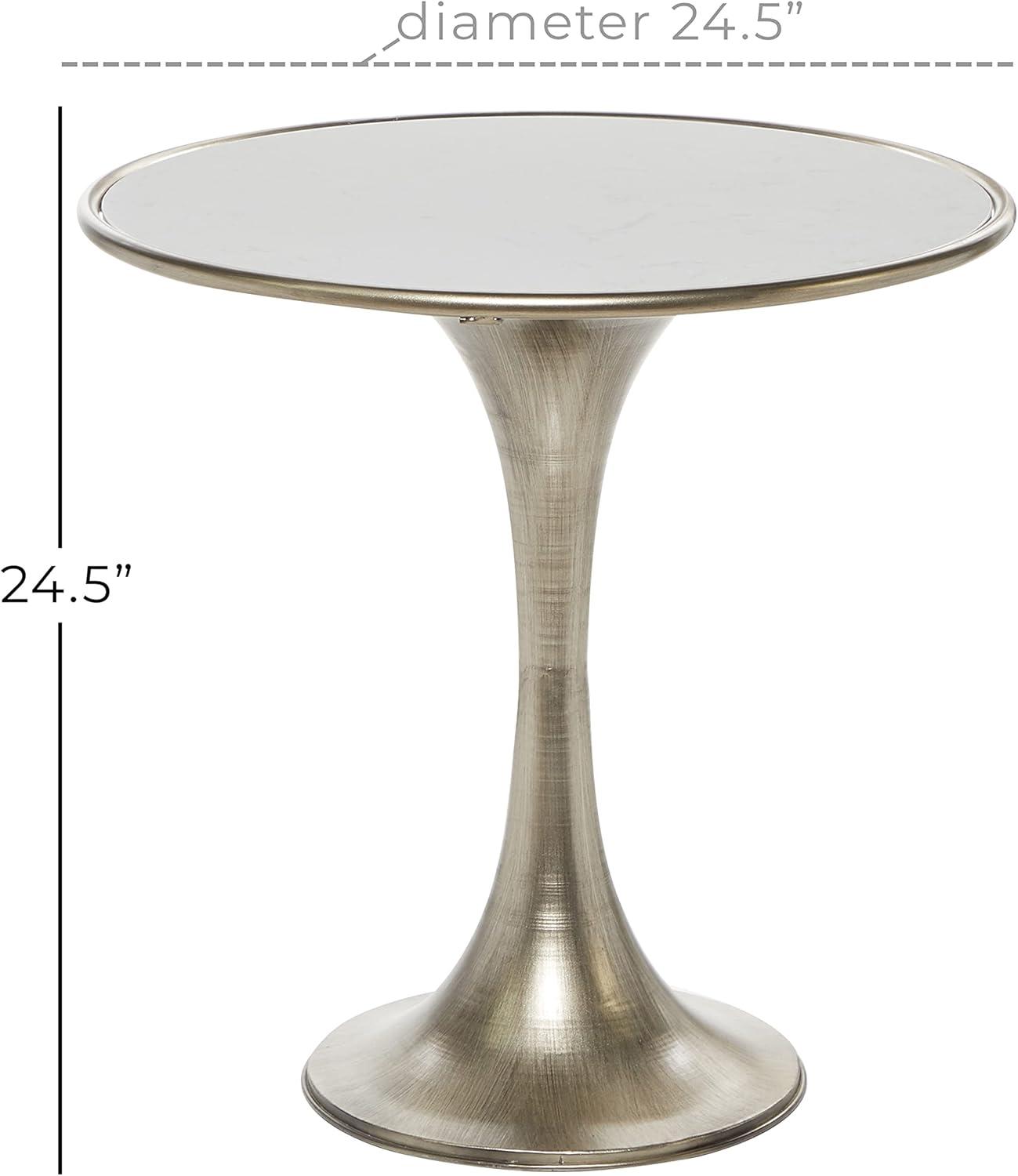 Industrial Marble Accent Table Silver - Olivia &#38; May