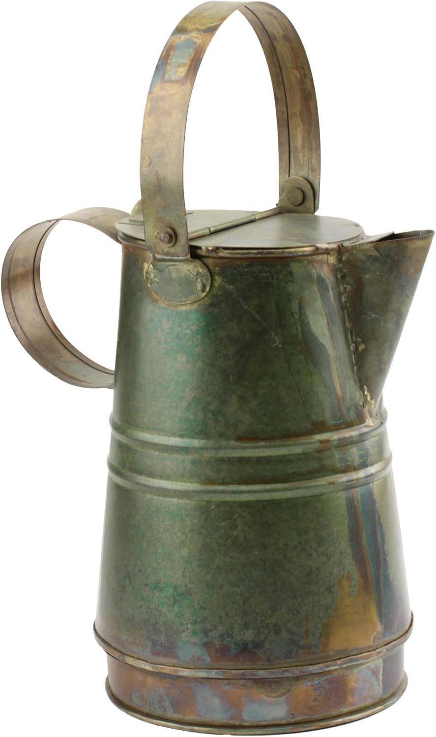 7.5 Inch Rustic Weathered Metal Pitcher with Handles