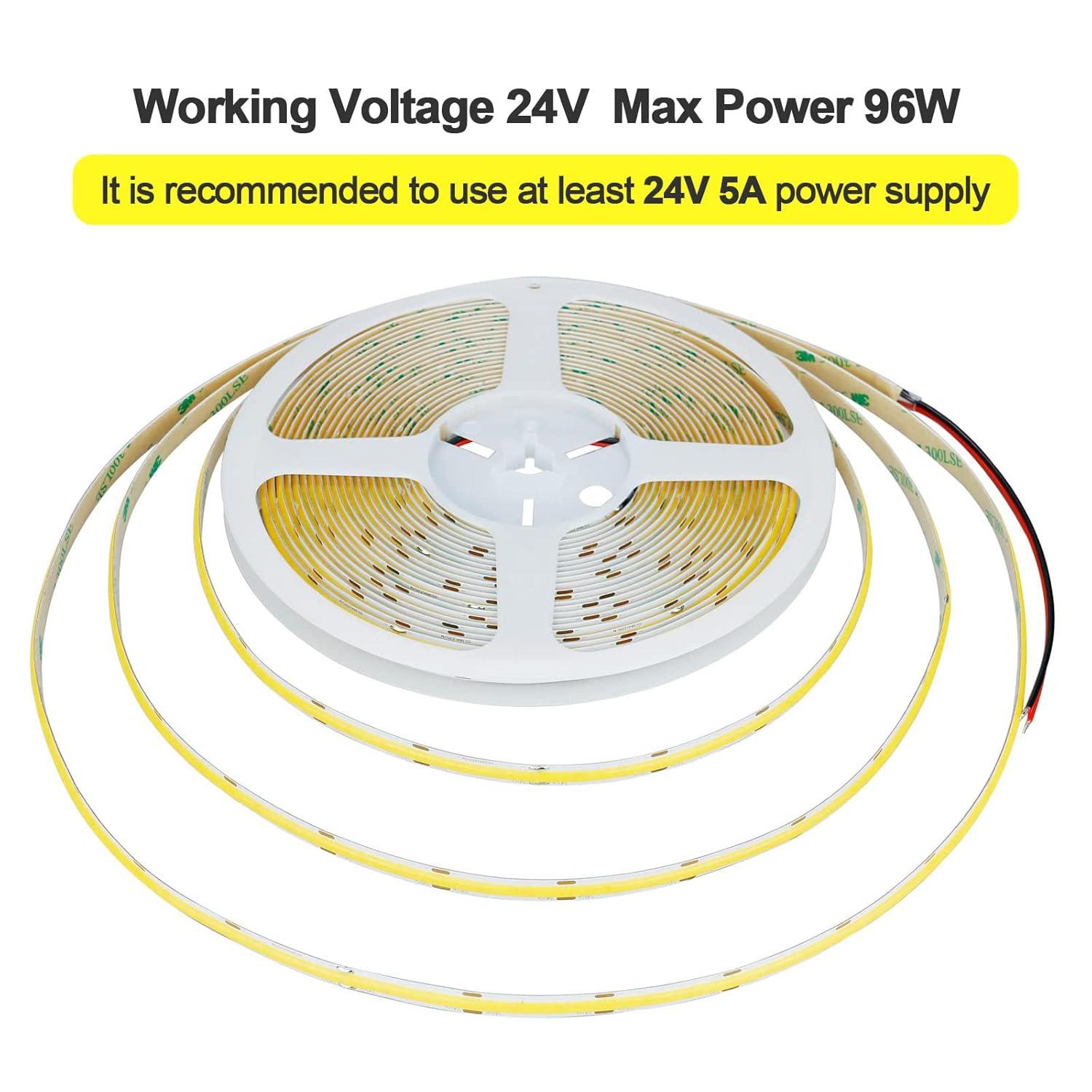 32.8ft(10M) 24V COB LED Strip Light Warm White 3000K 3840LEDs CRI 93+ 6800lm Uniform Glow Dotless IP20 Not Waterproof Flexible LED Tape Lights for DIY Cabinet Bedroom Home Decor(No Power Supply)