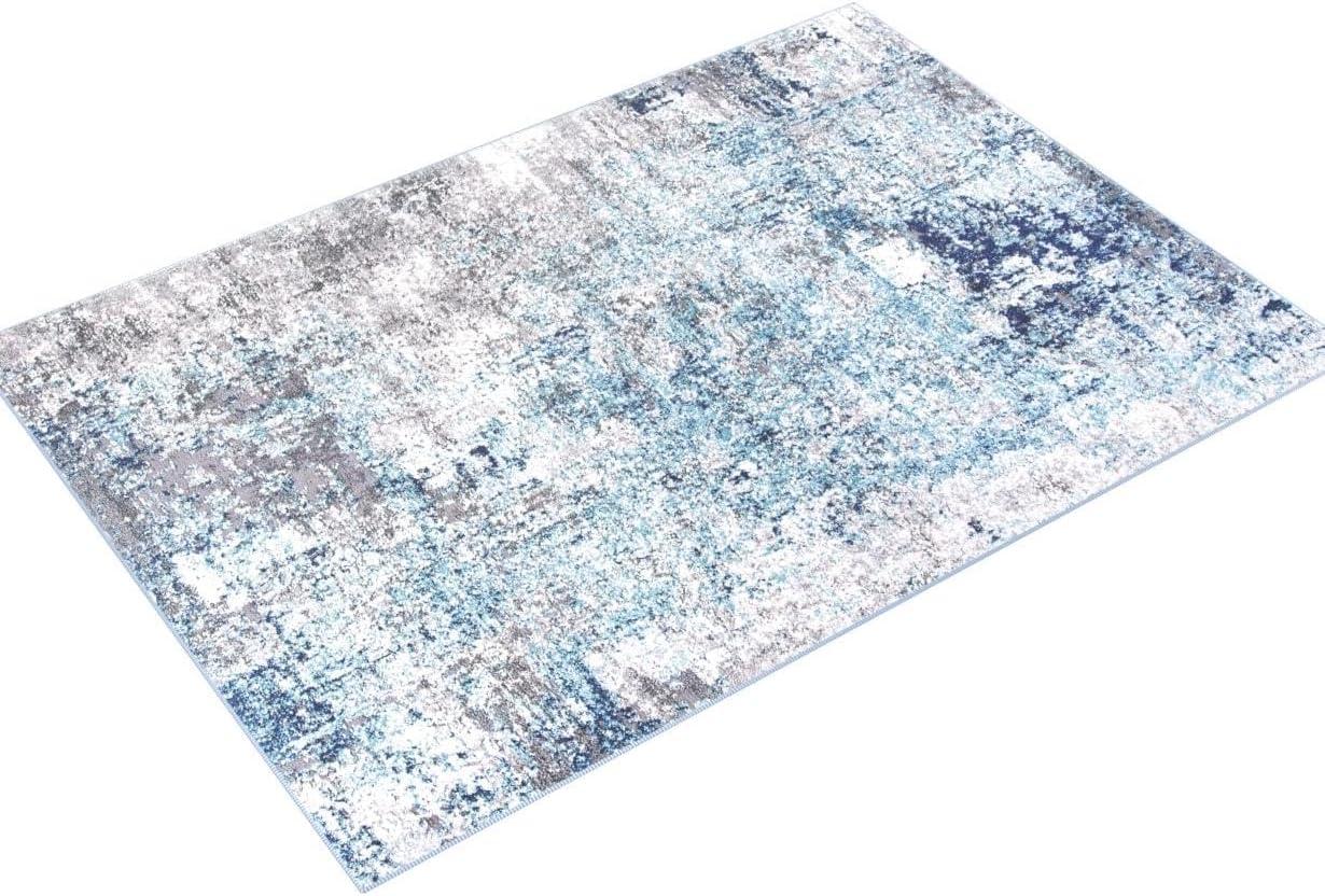 SAFAVIEH Aston Mackenzie Abstract Distressed Area Rug, Light Blue/Grey, 8' x 10'