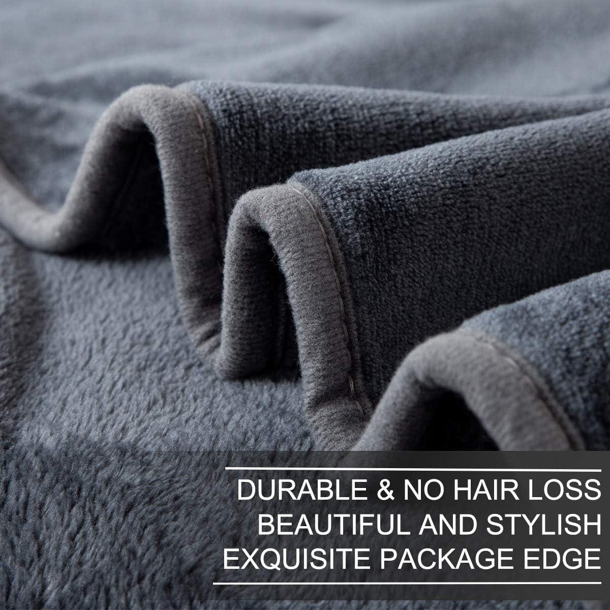 Fleece Blanket Queen Size for All Season 350GSM - Premium Lightweight Anti-Static Throw for Queen/Full Size Bed Extra Soft Brush Fabric Warm Sofa Thermal Blanket 90" x 90"(Dark Gray Queen)