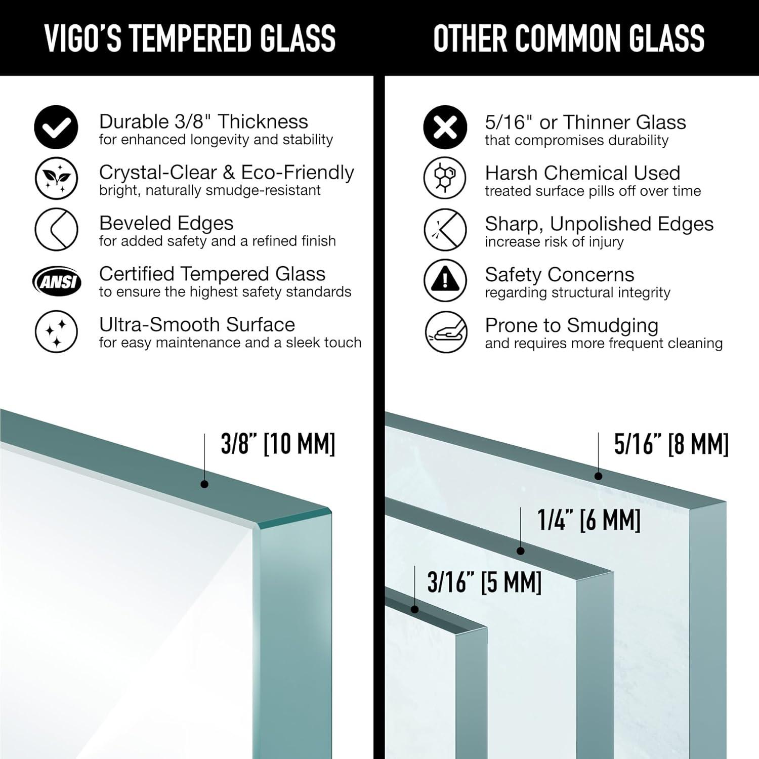 VIGO Elan 68-72" W x 76" H Sliding Frameless Shower Door with 3/8" Clear Glass VG6041MBCLSC7276