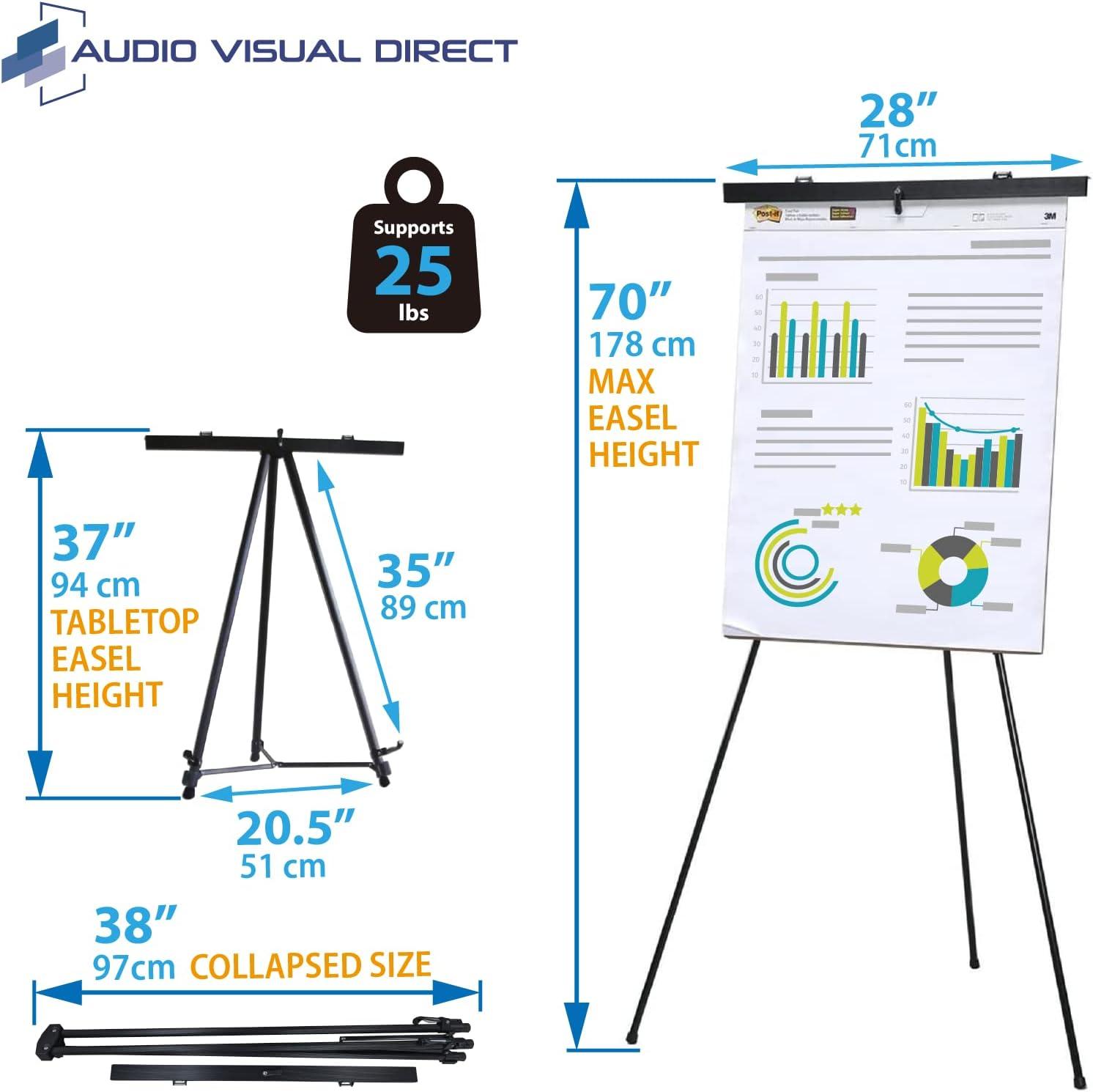 Black Aluminum Adjustable Flip-Chart Presentation Easel, 70 Inches