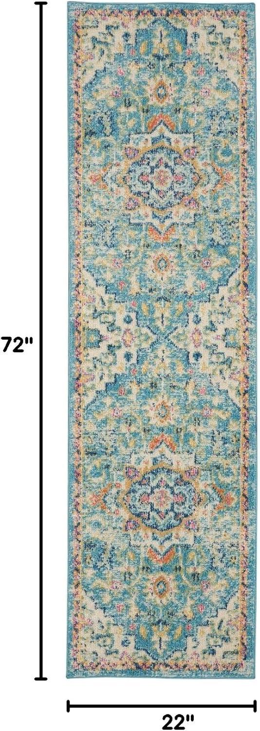 Nourison Passion Bohemian Ivory/Light Blue 1'10" x 6' Area Rug, (2x6)