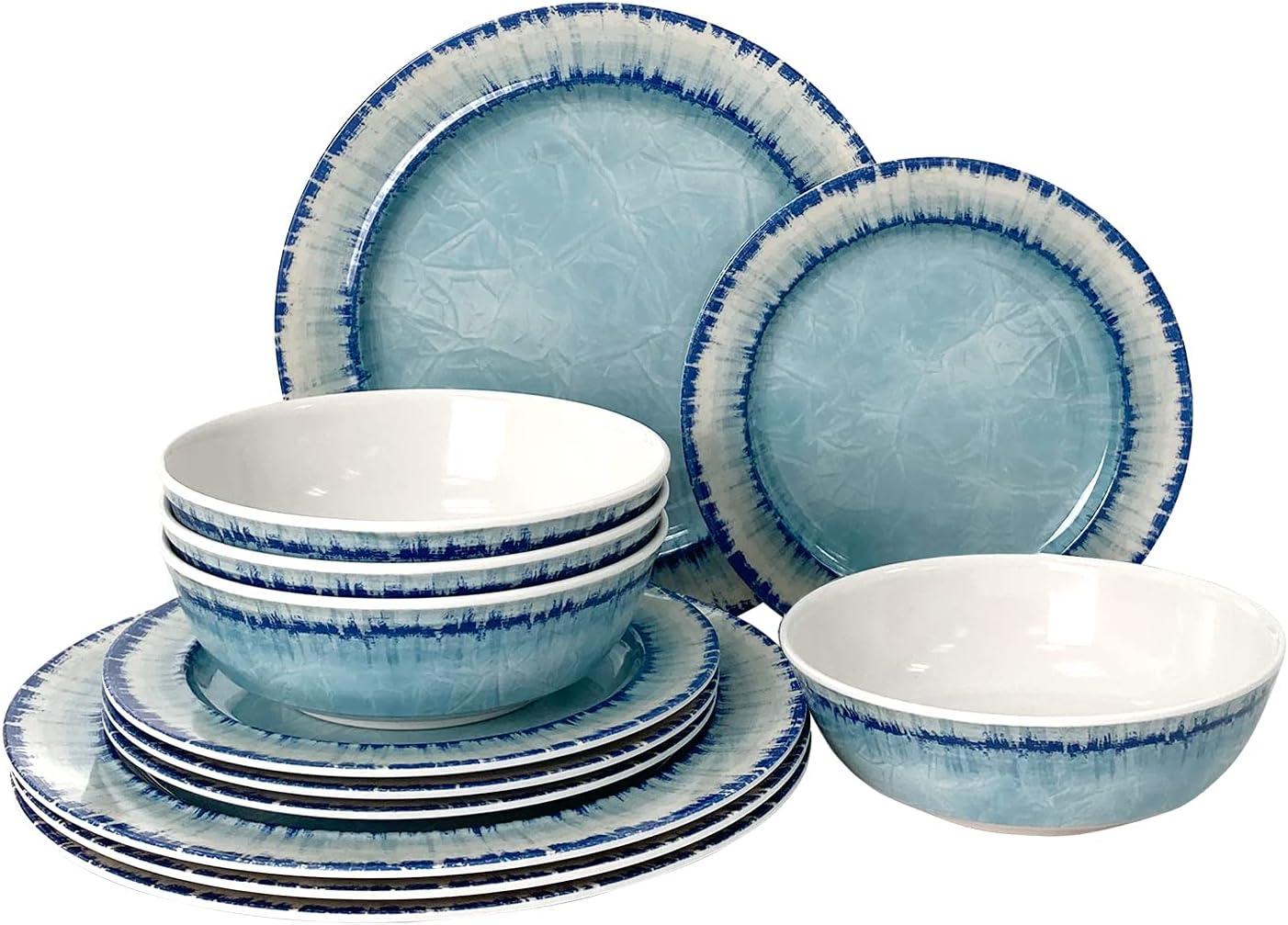 Hokku Designs Dinnerware Set of 12 Pcs, Lightweight Unbreakable, BPA Free,Dishwasher Safe
