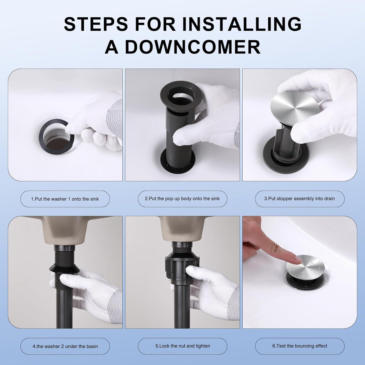 Pop Up Stopper Bathroom Sink Drain with Overflow Vessel Sink Drain for Bathroom Brushed Nickel Pop Up Drain Stopper Anti Clog Strainer Assembly with Strainer Lavatory Vanity Vessel Pop Up Stopper