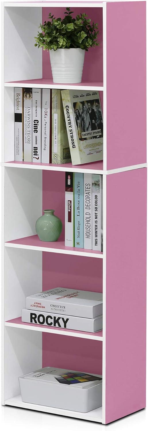 Furinno 5 Cube Reversible Storage Bookcase Open Shelf Organzier Horizontal Vertical,Pink