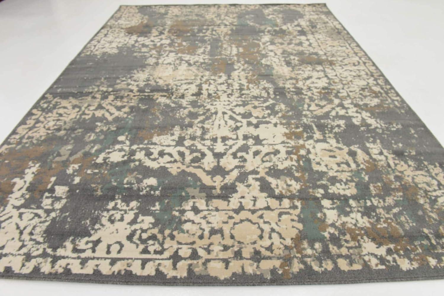Unique Loom Tuareg Collection Area Rug - Mirage (9'  x 12' 2" Rectangle Gray/Beige)