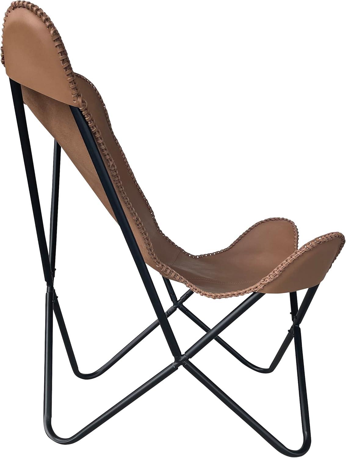 Genuine Leather Butterfly Chair  Forest Green
