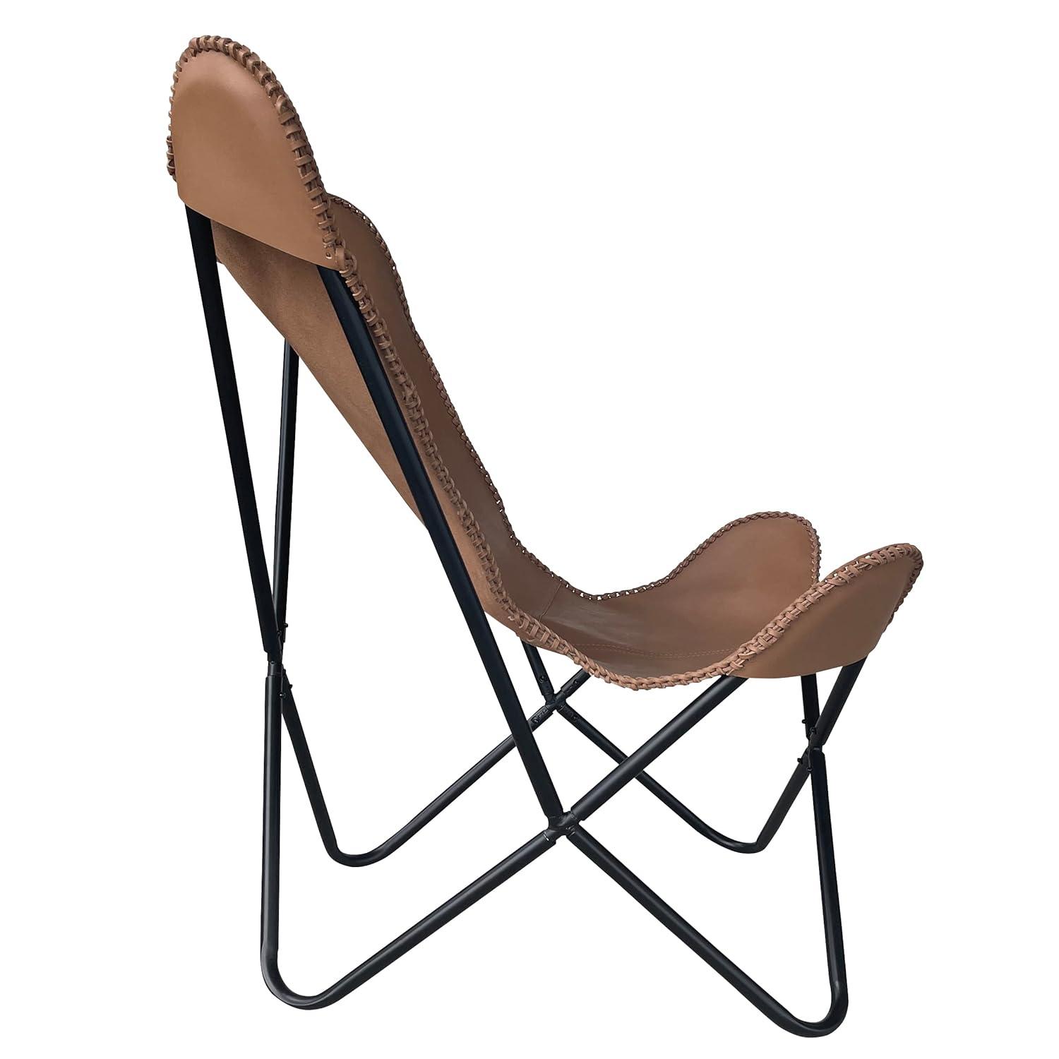 Genuine Leather Butterfly Chair  Forest Green