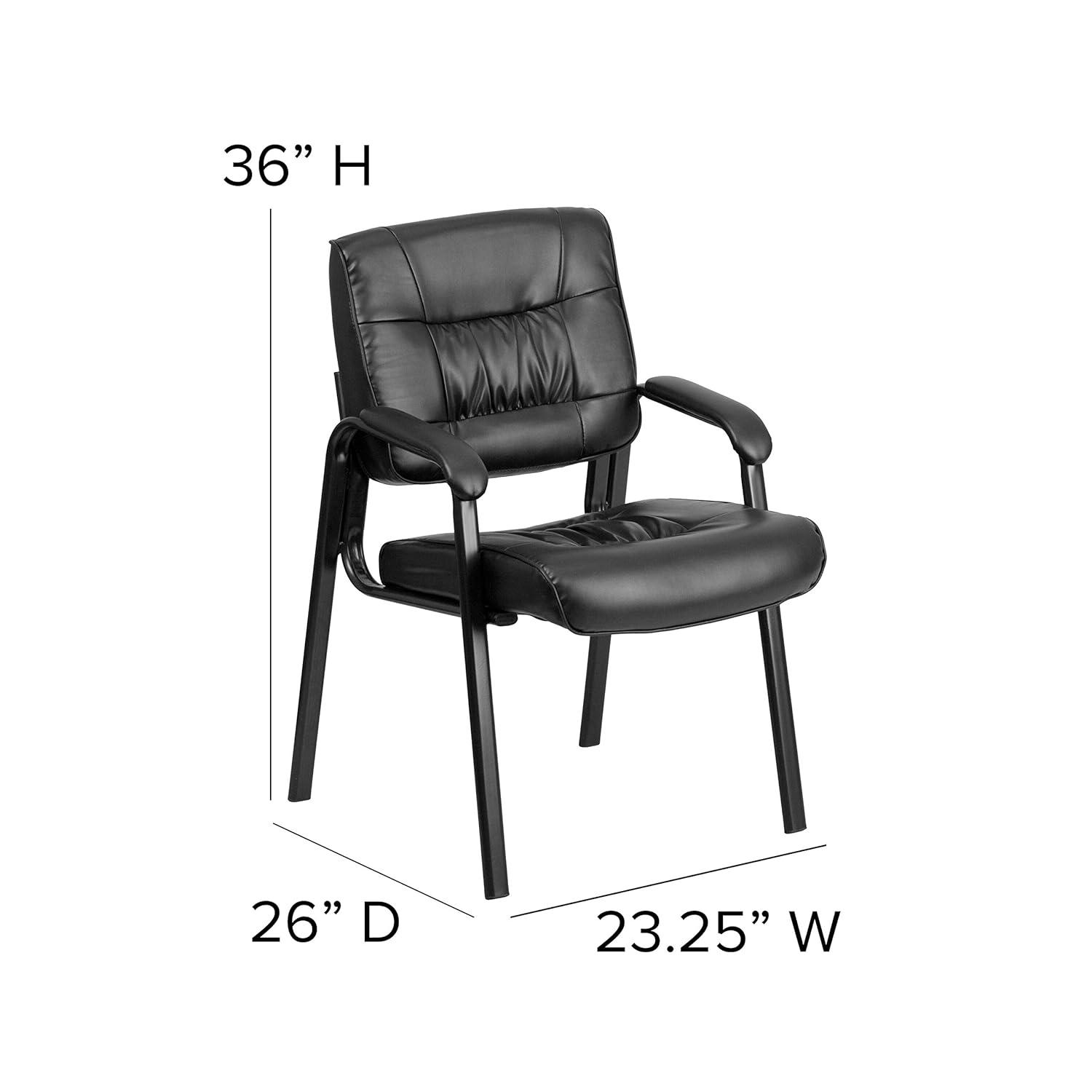 Emma and Oliver White LeatherSoft Executive Reception Chair with Black Metal Frame