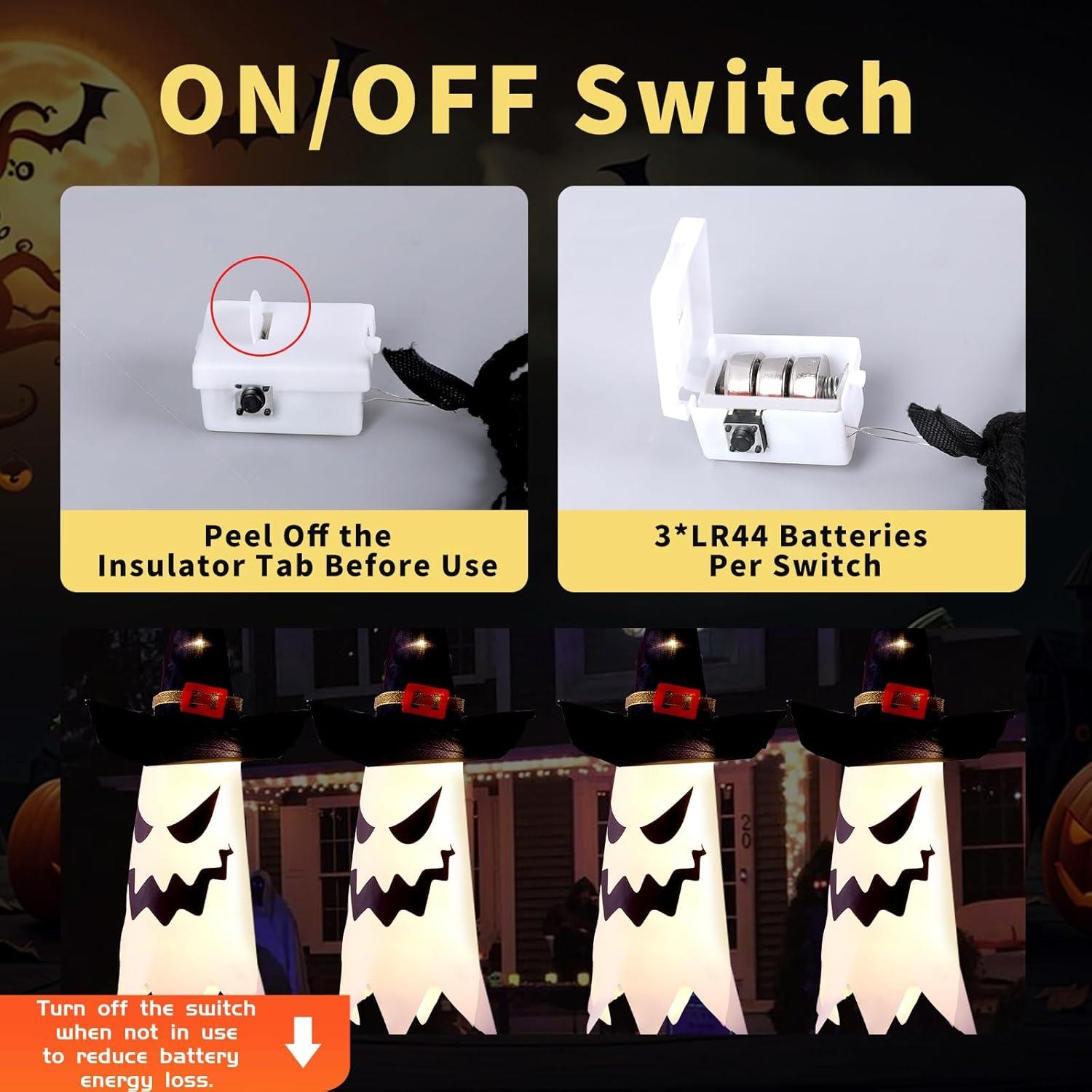 Set Of 4 Ghost Indoor Halloween Decorations, Halloween Party Decoration, Ghost Hat, With Led Colorful Light String