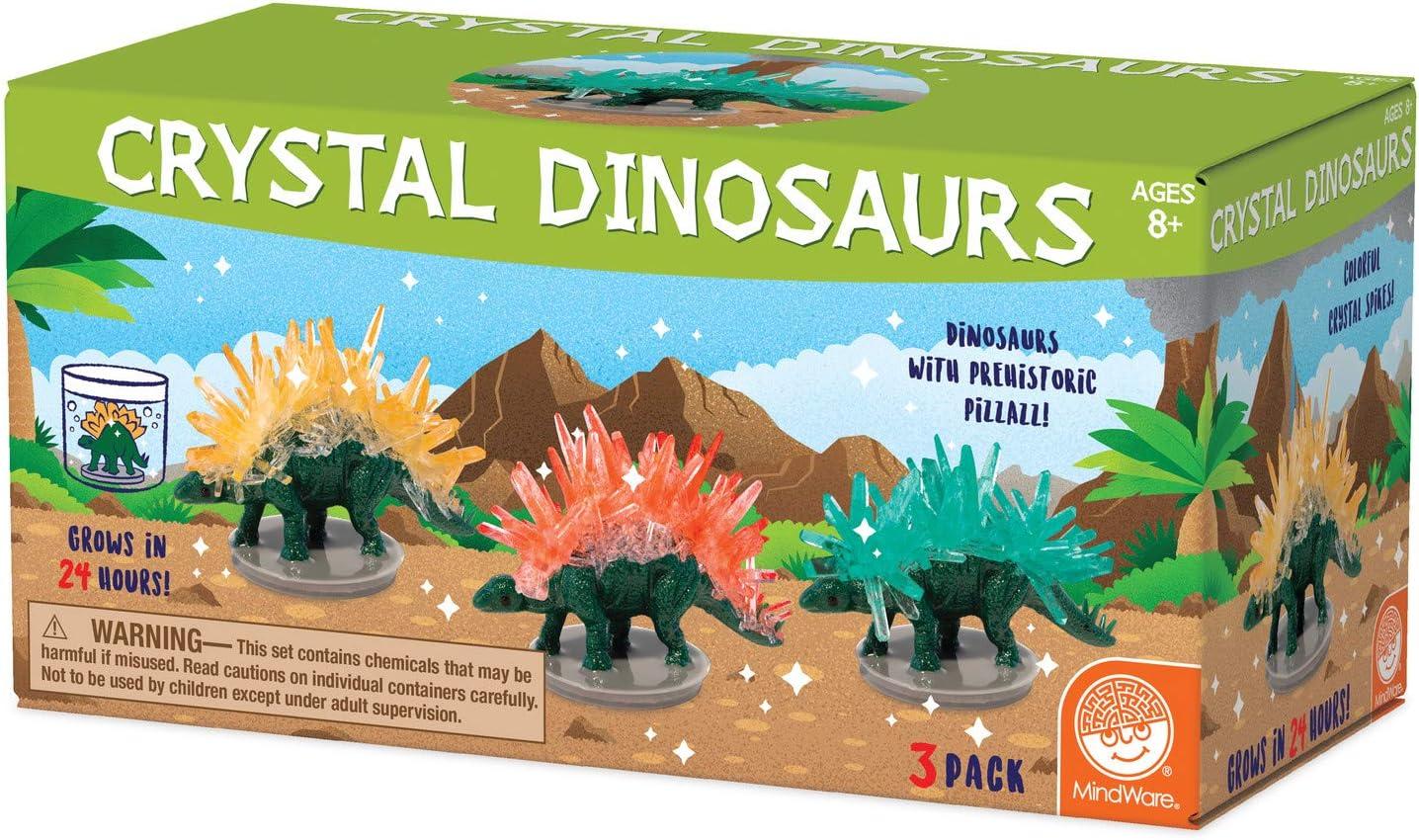 Colorful Crystal Growing Dinosaur Figurine Set - 3 Pack