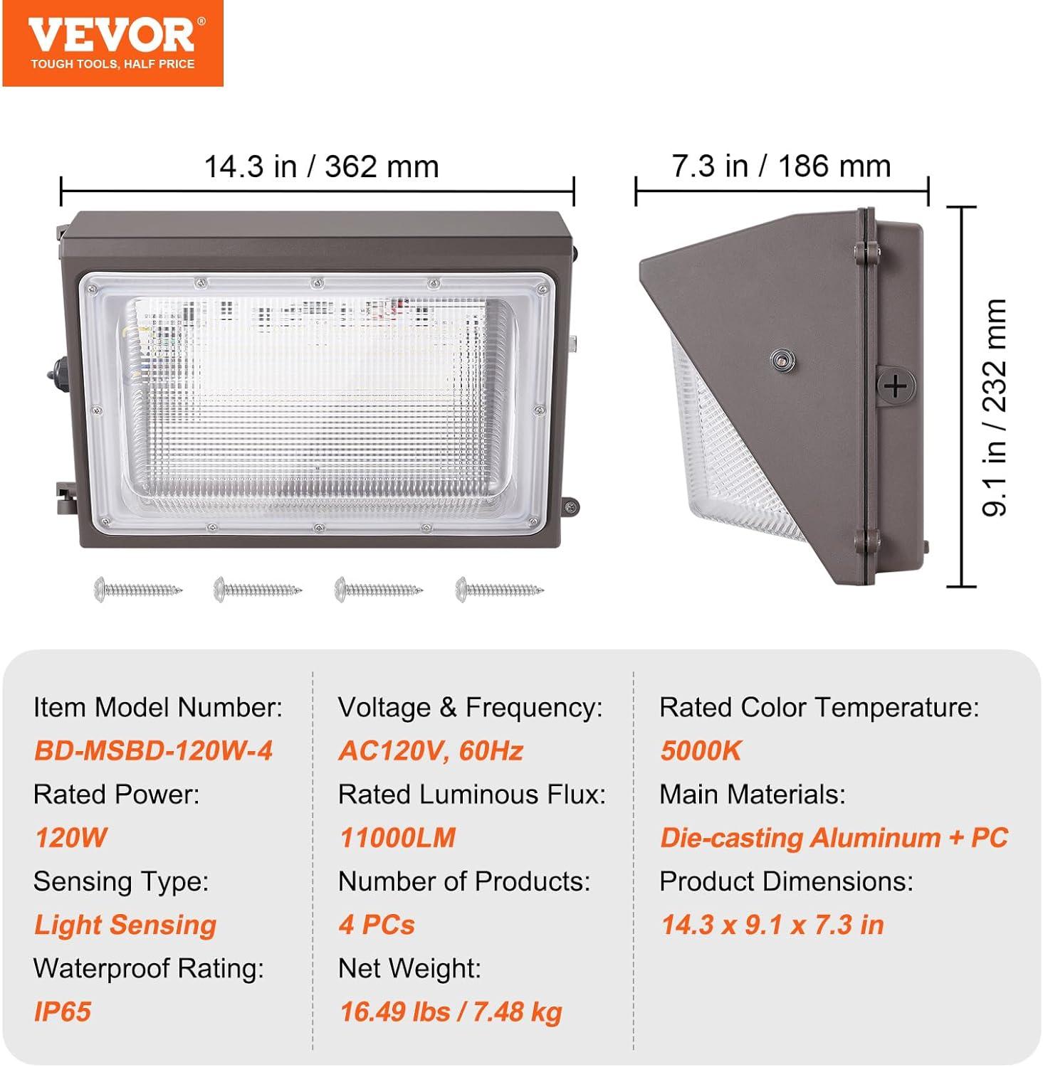 120W LED Wall Pack Lights with Intelligent Light Sensing