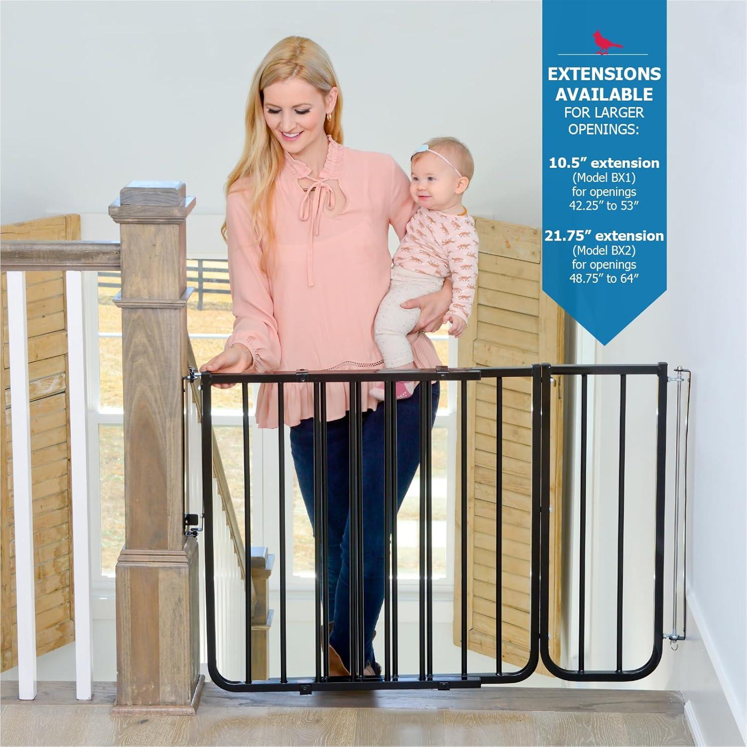 Adjustable White Aluminum Stairway Swinging Safety Gate