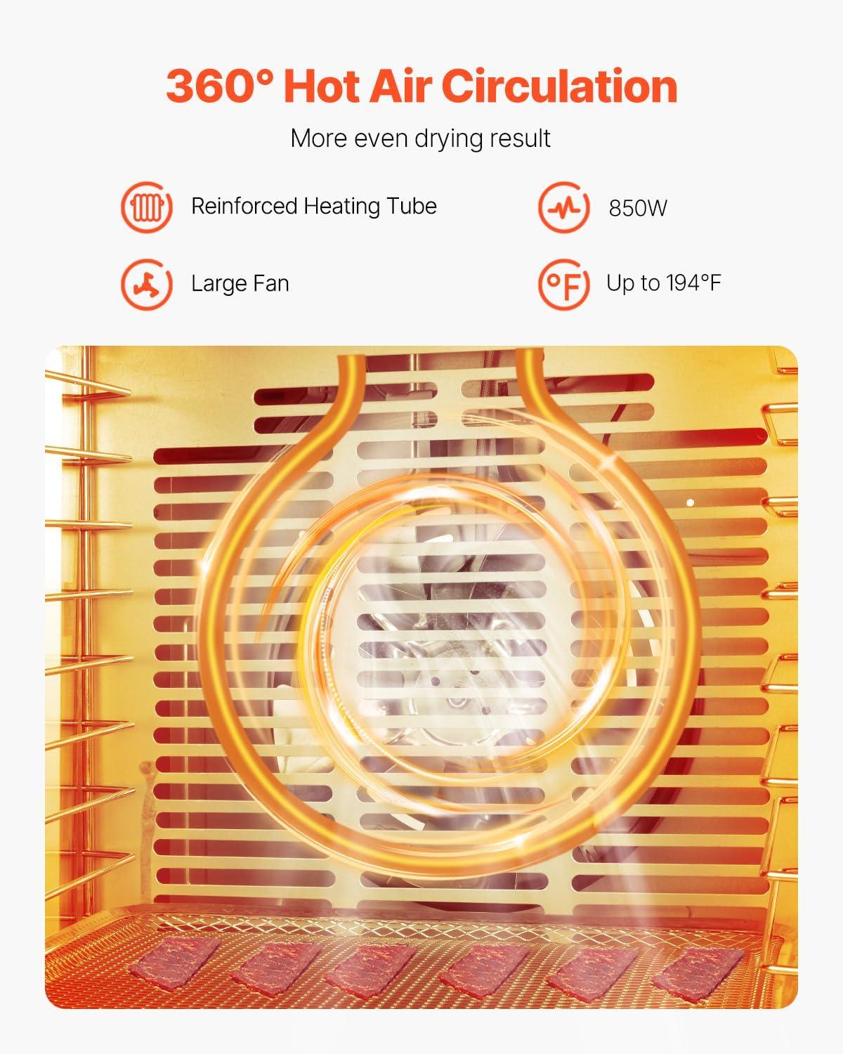 VEVOR Food Dehydrator, 12 Stainless Steel Trays Dehydrators Machine, 850W Food Dryer with Adjustable Temp & 24-Hour Timer, Dehydrator for Food and Jerky, Meat, Fruit, Vegetables, Herbs, Dog Treats