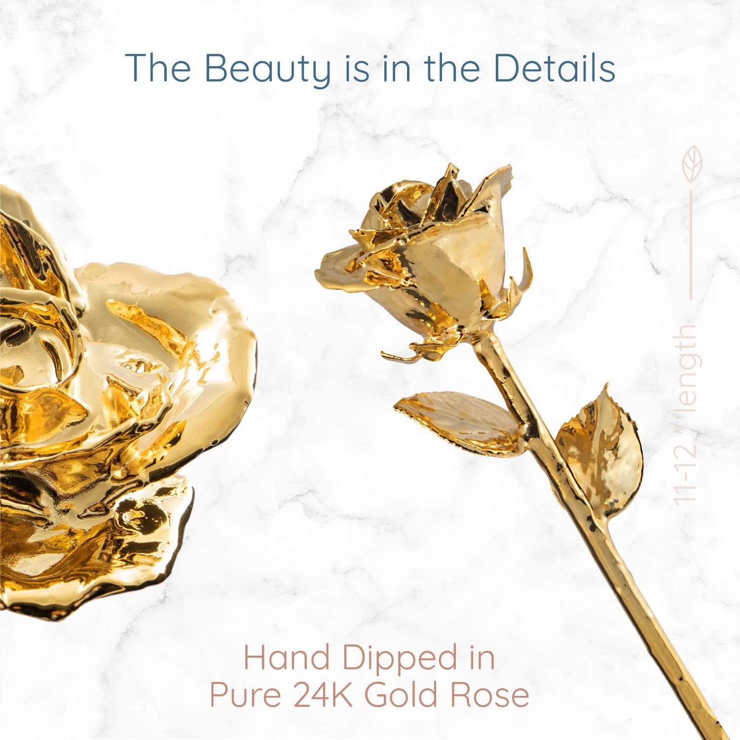 24K Gold Dipped Rose, Unique & Everlasting Real Hand Dipped in 24K Gold Rose, 11” to 12”