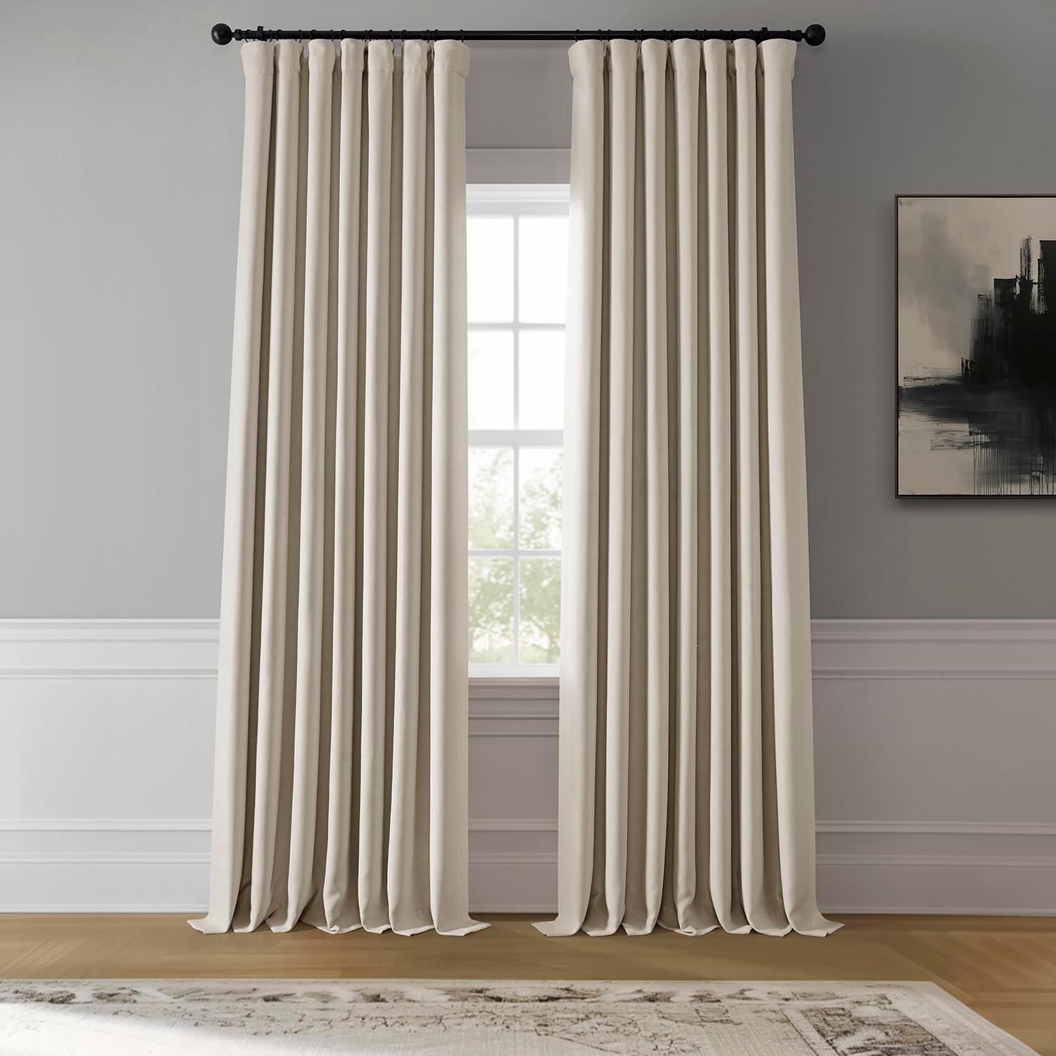 HPD Half Price Drapes Birch Faux Linen Room Darkening Curtains for Bedroom & Living Room Curtains (1 Panel), Door & Window Curtains 84 inches long, Rod Pocket Curtains & drapes, 50W X 84L