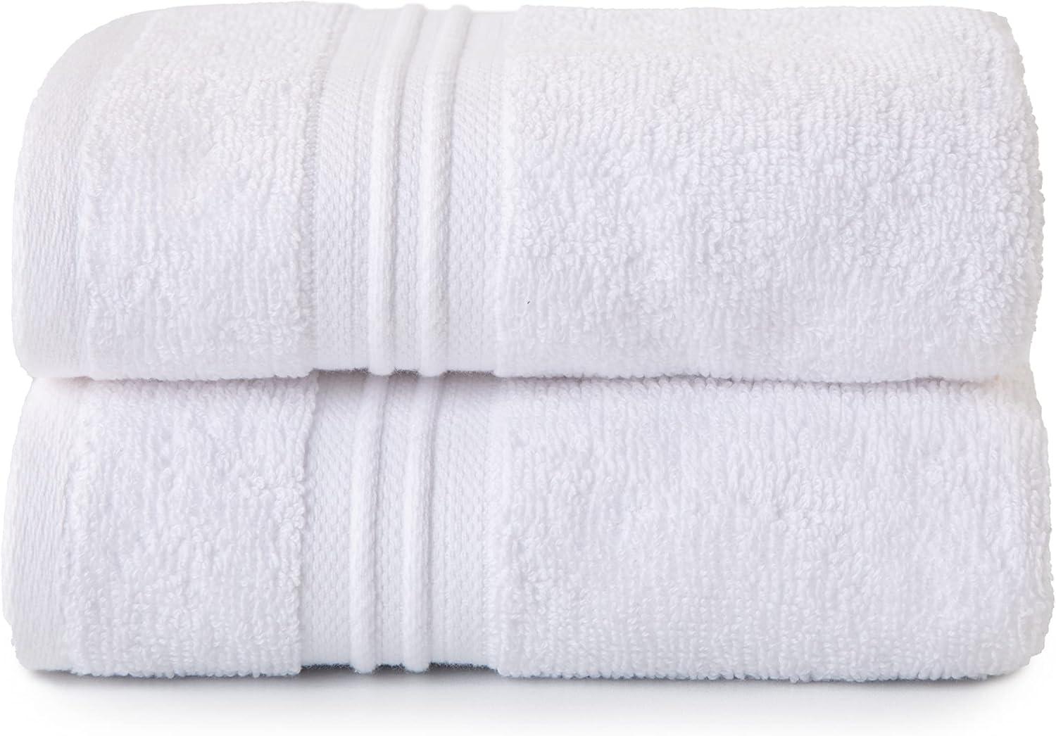 Sticky Toffee Terry Cotton Hand Towels Set for Bathroom, 2 pack, Soft and Absorbent, 500 GSM, 16 in x 28 in, White