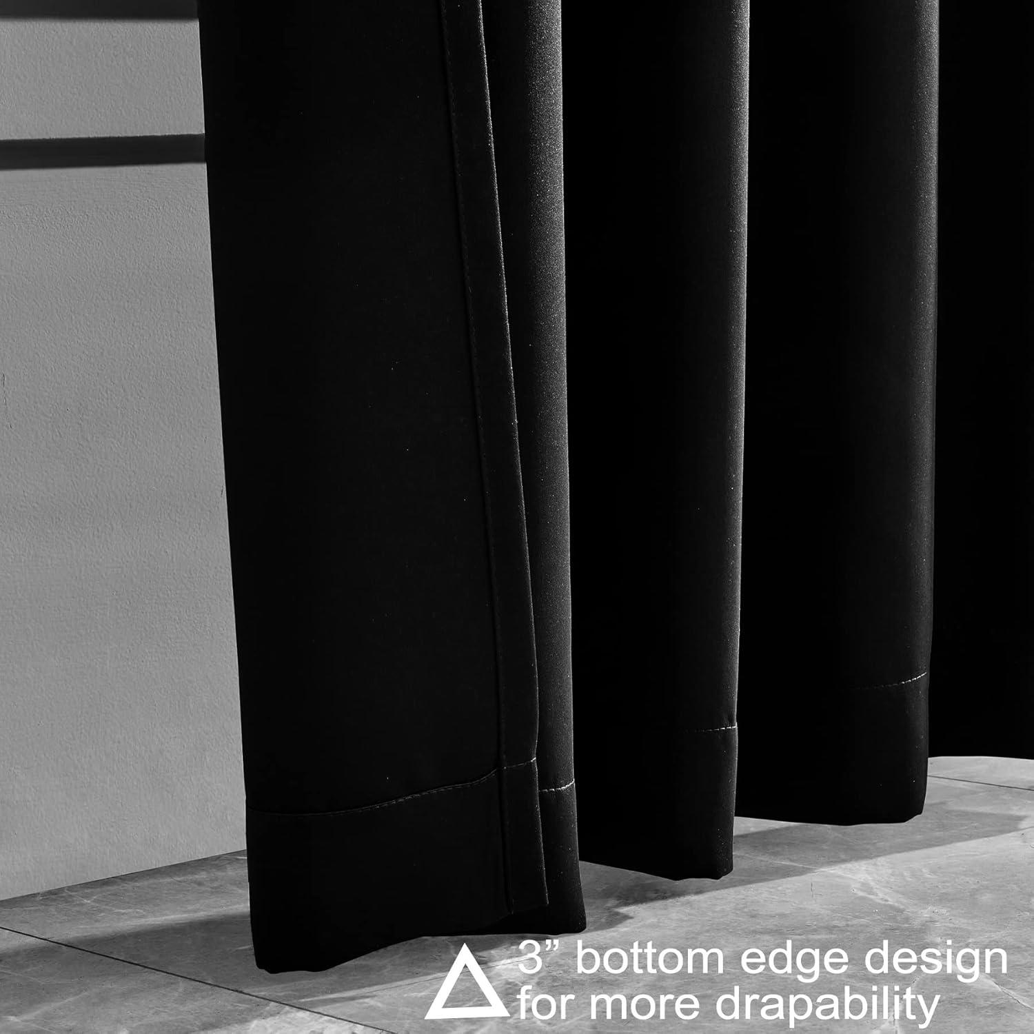 Joydeco Black Blackout Curtains 96 Inches Long, Thermal Insulated Curtains 2 Panels Set for Bedroom, Room Darkening Drapes for Living Room Window (W52 x L96 Inch, Black)
