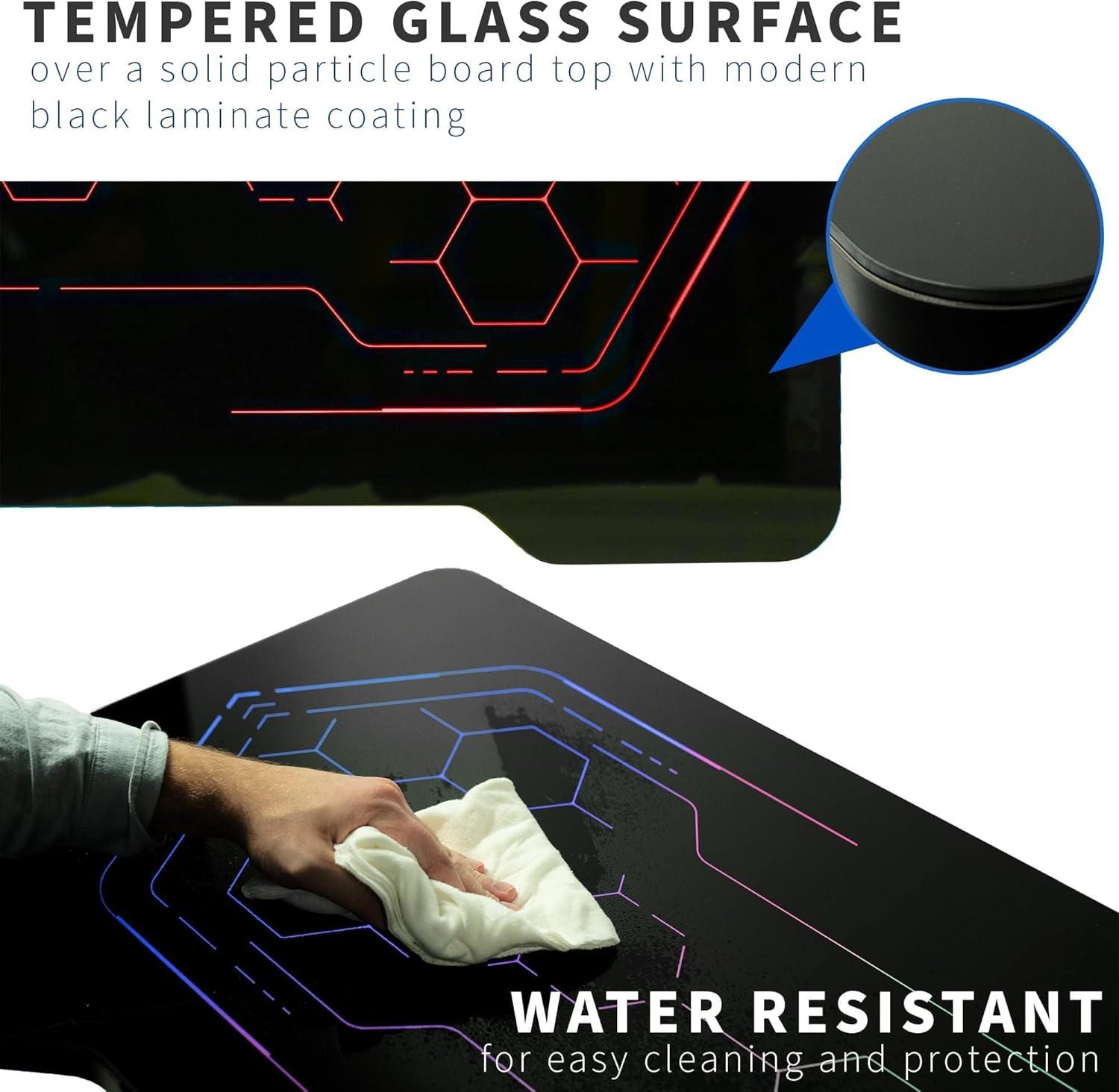VIVO Black 48" x 24" Solid Table Top with RGB Lighting for Gaming Desks