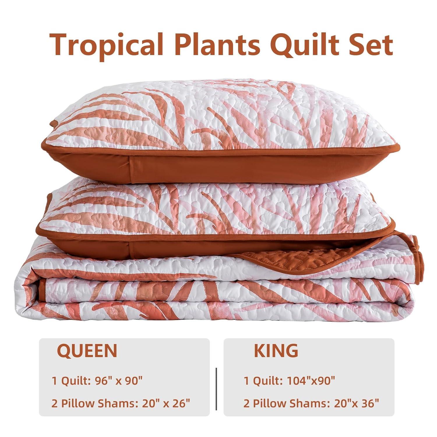 Ambesonne Ambesonne Palm Leaf Bedspread Set Forest Leaves Frame Hunter Green