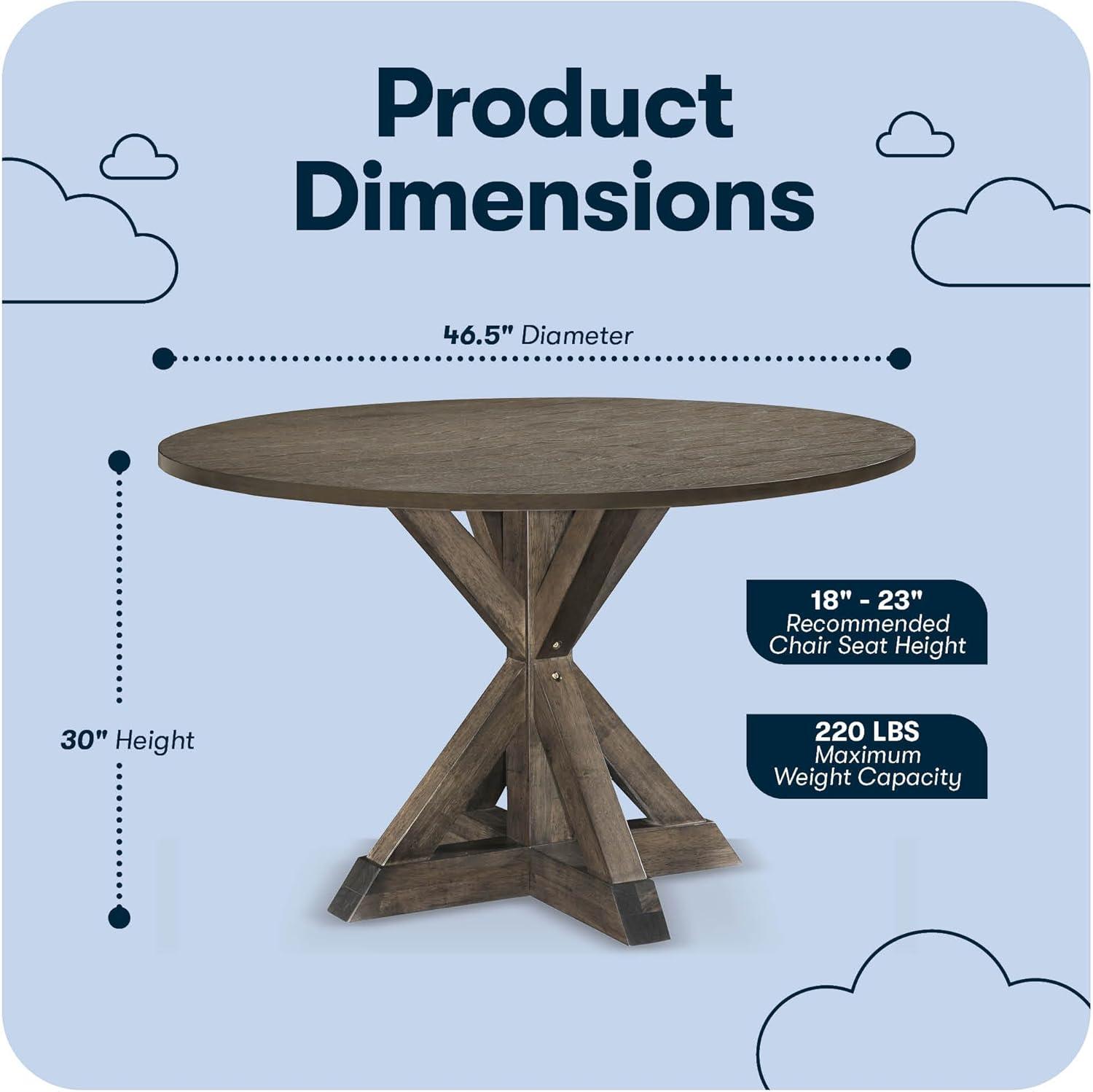 Finch Alfred Round Solid Wood Rustic Dining Table