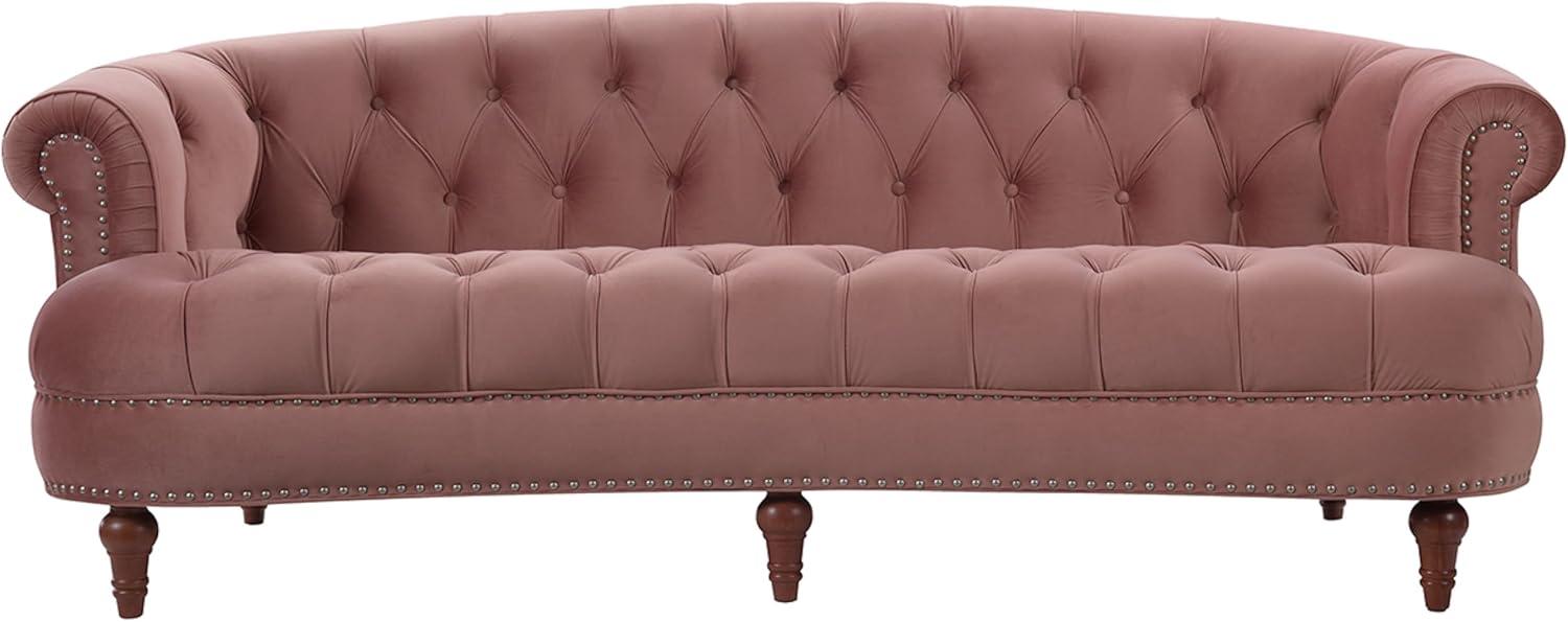 Ash Rose Velvet Chesterfield Sofa with Wood Legs