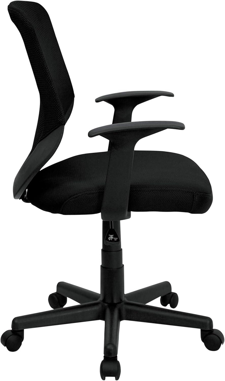 Ergonomic Mesh Mid-Back Swivel Task and Office Chair with T-Arms, Black