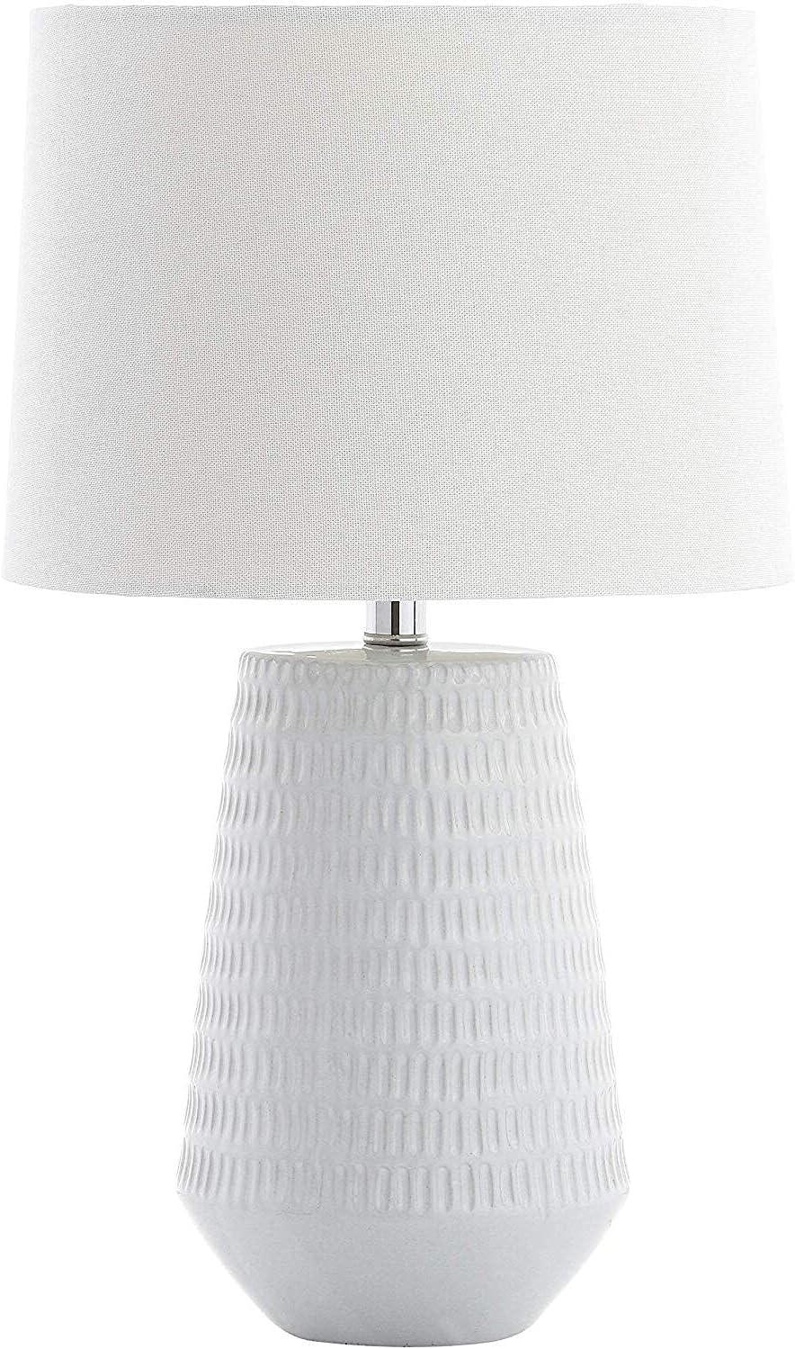 Stark White Textured Ceramic Table Lamp with Empire Shade