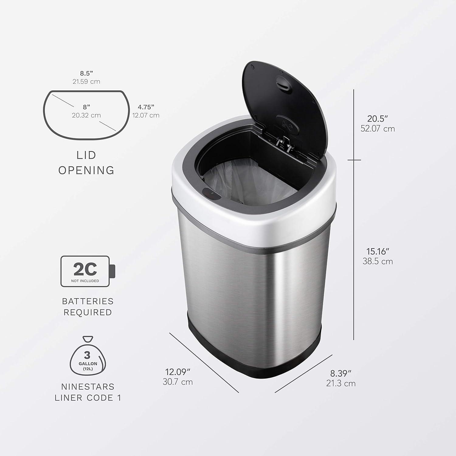 Stainless Steel Touchless Trash Can Set with Infrared Sensor