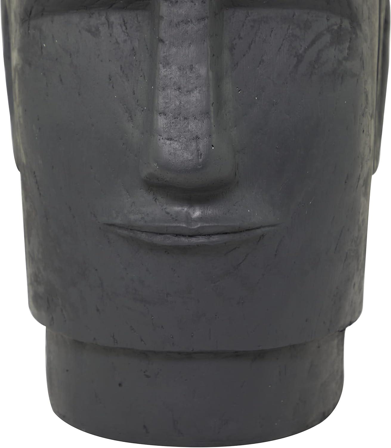 Deco 79 Magnesium Oxide Face Indoor Outdoor Planter Easter Island Large Planter Pot, Planter 13" x 14" x 18", Dark Gray
