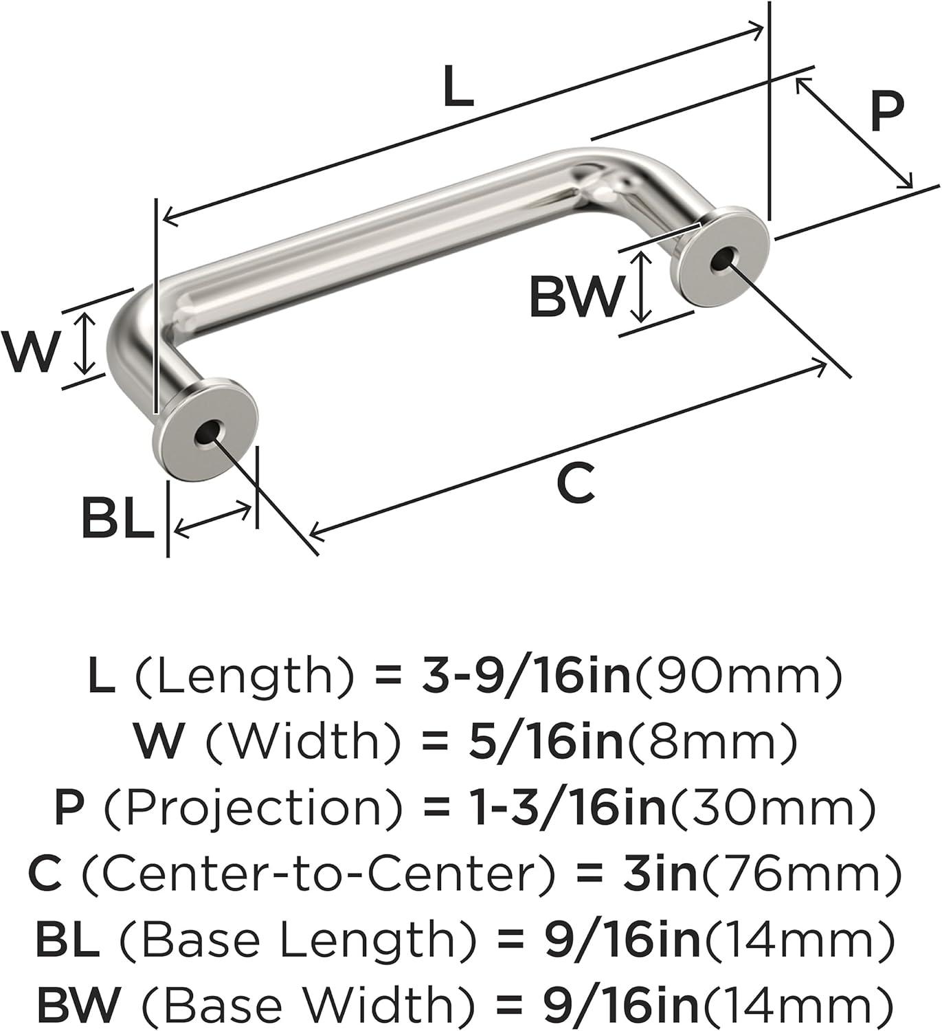 Amerock Factor 3 inch (76mm) Center-to-Center Polished Nickel Cabinet Pull