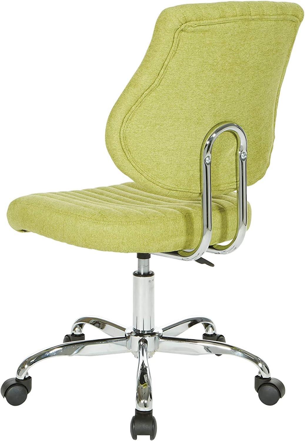 Sunnydale Office Chair in Basil Green Fabric with Chrome Base