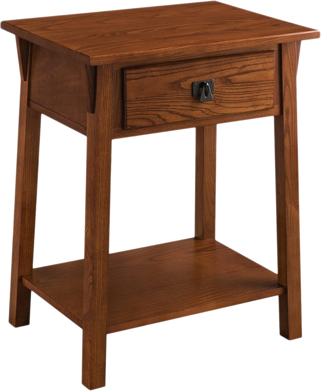 Nightstand Brown - Leick Home: Solid Wood, Mission Style, 28" High, with Drawer, 31 lbs