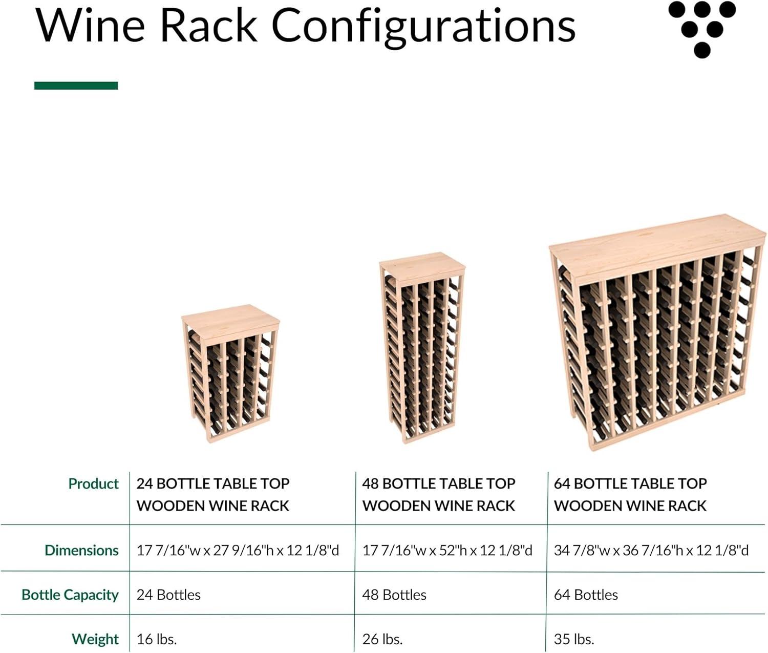 Natural Unstained Redwood 48-Bottle Table Top Wine Rack