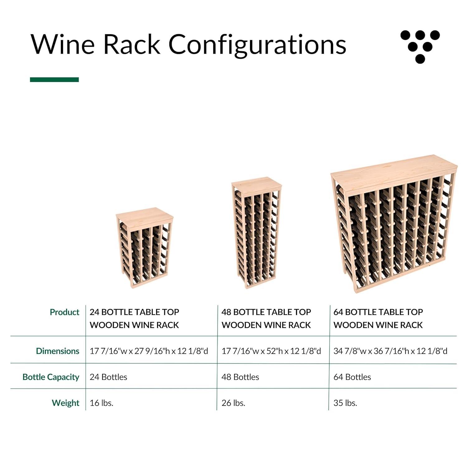 Natural Unstained Redwood 48-Bottle Table Top Wine Rack