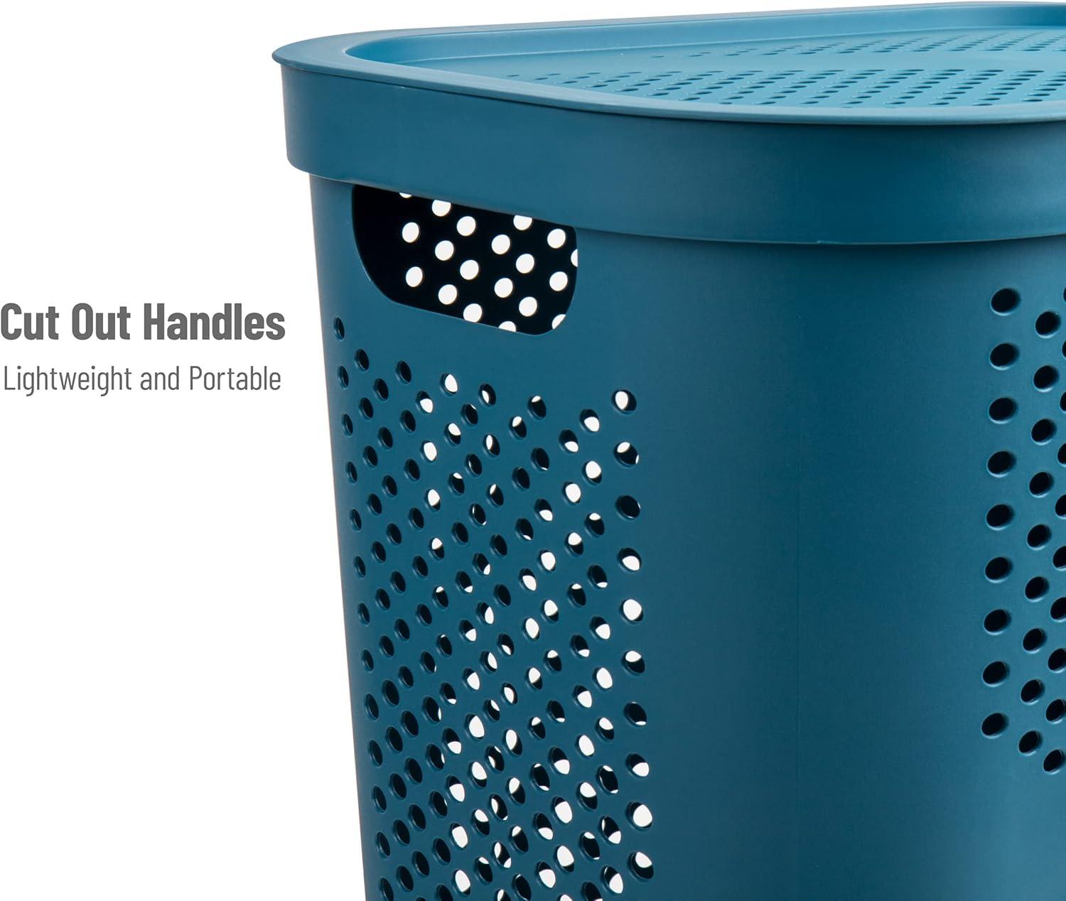Mind Reader Mind Reader 60L Slim Laundry Hamper, Clothes Basket, Lid, Ventilated, Plastic, 17.25"L x 13.75"W x 23.5"H, 2-Pack