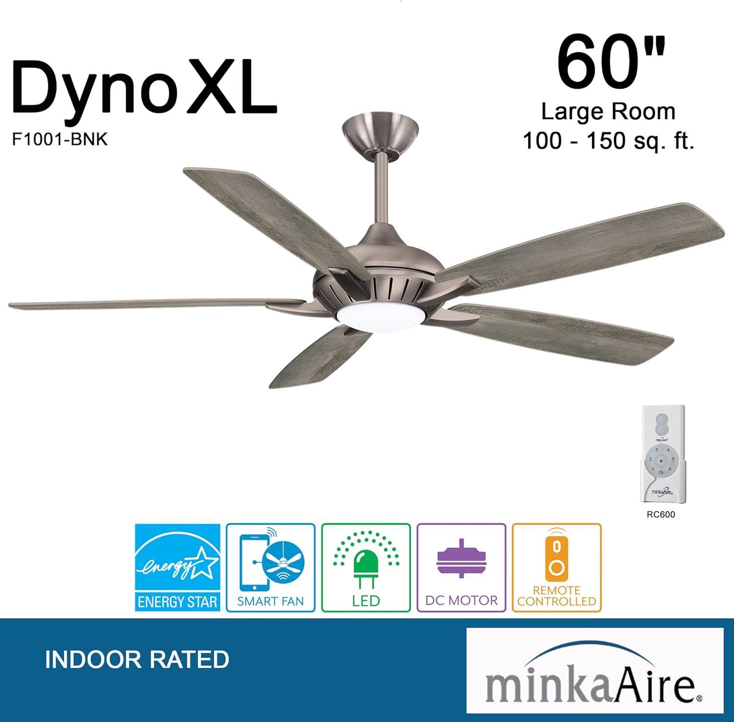 Minka Aire 60" Dyno 5 - Blade LED Smart Standard Ceiling Fan with Remote Control and Light Kit Included