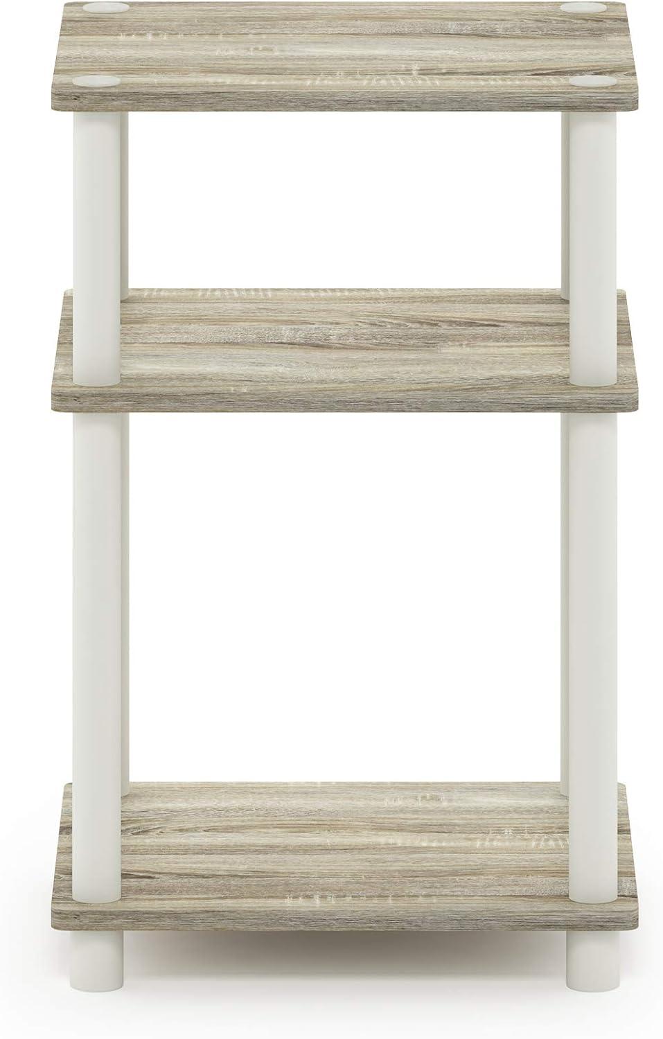 Furinno Just 3-Tier Turn-N-Tube End Table, 1-Pack, Sonoma Oak/White